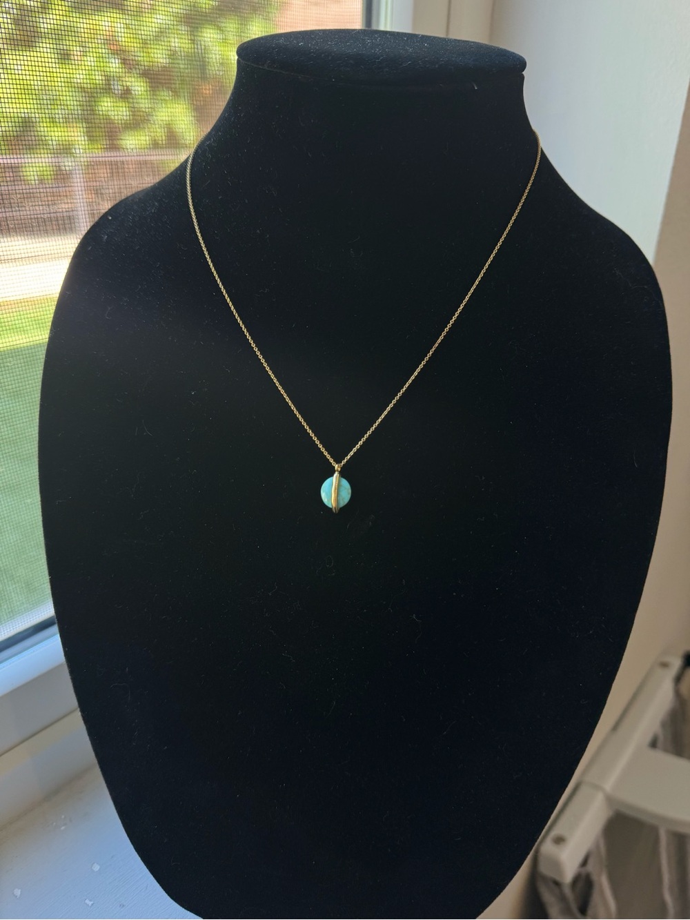 Gorjana Gold Chain Necklace with Turquoise Blue Pendant